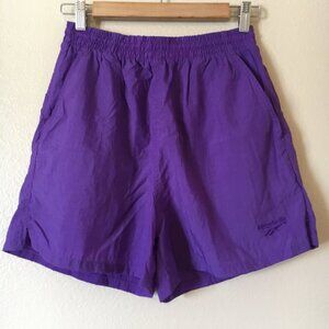 Vintage Reebok Shorts M Purple Logo 90s Athletic Sports High Waist
